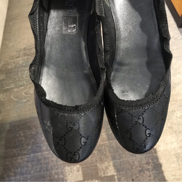 Gucci Black GG Logo flats Size 7.5 G - Picture 2 of 16